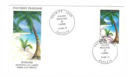 Premier Jour D´ Emission, FDC: Polynesie Française, Papeete, Ecologie Protection De L´ Arbre, 08-11-77 (13-1396) - FDC