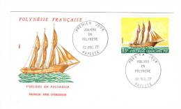 Premier Jour D´ Emission, FDC: Polynesie Française, Papeete, Voilier En Polynesie, 22-12-77 (13-1398) - FDC