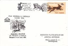 RABBIT, LAPIN, SPECIAL COVER, OBLIT CONC,  1994, ROMANIA - Lapins