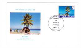 Premier Jour D´ Emission, FDC: Polynesie Française, Papeete, Paysages De Polynesie, Case Au Tuamotu, 08-03-79 (13-1416) - FDC