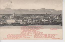 Litho Kaufbeuren Panorama Mit Gedicht Wohnhäuser Sw 18.10.1909 N. Unterrieden - Kaufbeuren