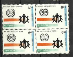 INDIA, 1994, Aniversary Of International Labour Organisation, ILO, World Of Work,Block Of 4,  MNH, (**) - Unused Stamps