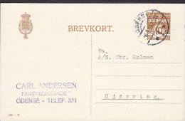 Denmark Postal Stationery Ganzsache Entier 10 Ø Wellenlinien (105-H) ODENSE 1932 To HJØRRING (2 Scans) - Interi Postali