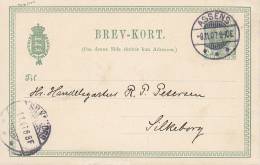 Denmark Postal Stationery Ganzsache Entier 5 Ø King König FREDERIK VIII. ASSENS 1907 To SILKEBORG (2 Scans) - Interi Postali