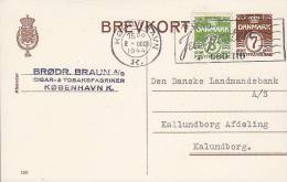 Denmark Uprated Postal Stationery Ganzsache Entier 7 Ø Wellenlinien (150) KØBENHAVN 1944 To BANK In KALUNDBORG (2 Scans) - Ganzsachen