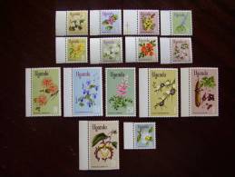 UGANDA  1969-1974 Definitives FLOWERS FULL VALUE SET 15 Values 5c - 20/-  MNH. - Uganda (1962-...)