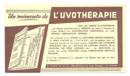 Buvard Publicitaire - Médecine  - "L'Uvothérapie"  Bruxelles (sf73) - Produits Pharmaceutiques