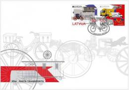 Latvia 2013 EUROPA CEPT Mail, Post Transport Old Car , Horse,railroad, Bicycle  FDC - 2013