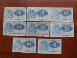 Estland Estonia Estonie 10 Krooni Bank Note Banknote 1928 & 1937, 8 Pcs, Used - Estonie