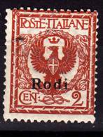 COLONIE 1912 - EGEO ISOLA RODI - 2 CENT -NUOVO MNH ** - Egée (Rodi)