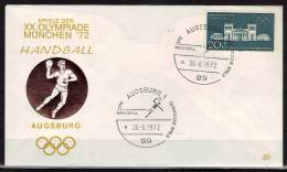 ALLEMAGNE  FDC   Cachet   Augsburg  1      Le  26- 8- 1972   JO 1972   Hand Ball - Balonmano