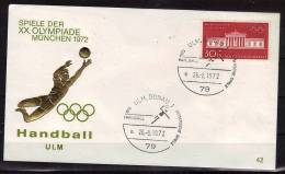 ALLEMAGNE  FDC   Cachet   Donau 1  Le 26 8 1972     JO 1972   Hand Ball - Hand-Ball