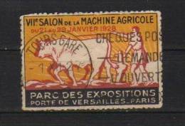 Vignette (Dimensions En Mm: L 50 / 35), De 1928,  VII° Salon De La Machine Agricole De Paris (75), Oblitérée - Autres & Non Classés