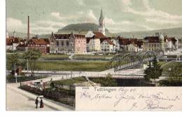 Litho Tuttlingen Stahl-Brücke Panorama Auf Stadt Personen 16.5.1905 N. Kaiserslautern - Tuttlingen