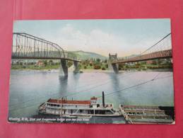 Wheeling,WV--Street And Suspension Bridge Over The Ohio River--cancel 1909--Ref PJ 105 - Wheeling