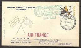 Argentine Argentina 1965 N° PA 104 O FDC, Avion, Premier Jour, Surchargé, Montevideo, Uruguay, Cheval, Air France, Flag - Lettres & Documents