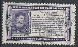 1932 SAN MARINO USATO GARIBALDI 20 CENT - RR11478 - Oblitérés