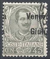 1918-19 VENEZIA GIULIA USATO FLOREALE 45 CENT VARIETà  - RR11480 - Venezia Giulia