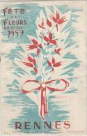 Plaquette FETE DES FLEURS  RENNES 1957 La Reine Et Les Demoiselles D´honneur Publicité Magasins Rennais - Bretagne
