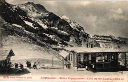 2 Cpa :      Station WENGERALP,        Station Eigergletsjer Jungfraubahn  1907 - Enge