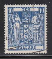 New Zealand Used Scott #AR105 $10 Coat Of Arms - Fiscaux-postaux