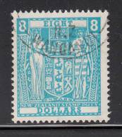 New Zealand Used Scott #AR104 $8 Coat Of Arms - Fiscaux-postaux