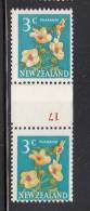 New Zealand MH Scott #386 3c Puarangi Vertical Pair Counter Coil ´17´ In Red - Neufs