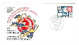 Premier Jour D´ Emission, FDC: Nouvelles Hebrides, Vila, Centenaire De L´ Union Postale Universelle, 09-10-74 - FDC