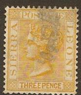 SIERRA LEONE 1884 3d Yellow QV SG 32 U YJ223 - Sierra Leone (...-1960)