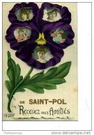 59 UNE PENSEE DE ST SAINT POL 5VUES  ANIMEES   VERS 1910 JOLIES FEMMES - Saint Pol Sur Ternoise