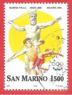 SAN MARINO  - USATO - 1996 - Centenario Dei Giochi Olimpici Moderni - Lancio Del Giavellotto - £ 1500 - S. 1486 - Usati