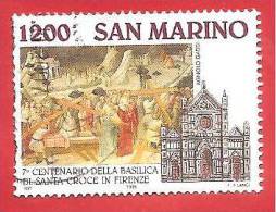 SAN MARINO  - USATO - 1995 - 7º Centenario Della Basilica Di S. Croce - Il Ritrovamento Della Croce - £ 1200 - S. 1452 - Gebraucht