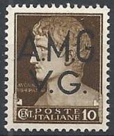 1945-47 TRIESTE AMG VG IMPERIALE 10 CENT FILIGRANA CORONA MNH ** - RR11497 - Mint/hinged