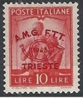 1948 TRIESTE A CONVEGNO FILATELICO 10 LIRE MH * - RR11503 - Mint/hinged