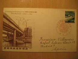 Tokyo Express Way Kobe 1964 To Madrid Spain Bridge Olympics Horse Riding Cover - Storia Postale