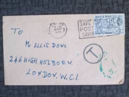 NIGERIA TO LONDON COVER WITH POSTAGE DUE  MARKINGS - Strafportzegels