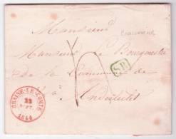 L. Datée D'ECAUSSINES + Càd BRAINE-LE-COMTE/1844 Pour Anderlecht Avec SR En Vert. TB - 1830-1849 (Independent Belgium)