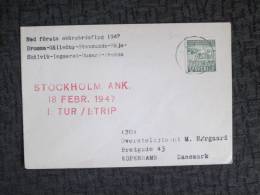 STOCKHOLM TO DANEMARK 1947 COVER - Storia Postale