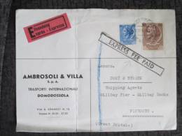 ITALY TO UK EXPRESS FEE PAID COVER - Express/pneumatic Mail