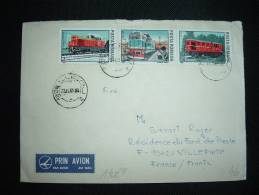 LETTRE PAR AVION POUR FRANCE TP TRAIN 2L + 1L + 50B + JUDO 3L + CROIX-ROUGE 0,50L + CUILLERES 4L OBL. 22.11.85 LLIGOU 2 - Lettres & Documents