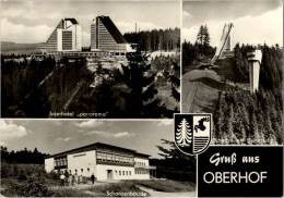 AK Oberhof, Interhotel Panorama, Schanzenbaude, Schanze Am Rennsteig, Gel, 1972 - Oberhof