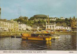 SCOZIA--OBAN--OBAN AND MCCAIG'S TOWER FROM THE NORTH PIER--BOATS--350 YEARS SERVICE ROYAL MAIL--FG--V 17-8-85 - Argyllshire