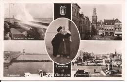 Groeten Uit Vlissingen " Oranjemolen, Boulevard Bij Storm, St. Jacobstoren, Gezicht Op Vlissingen." 1955 - Vlissingen