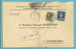 320+401 Op Brief Aangetekend Met Stempel GREZ-DOICEAU - 1934-1935 Leopold III.