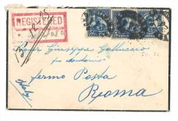 $3-2825 USA 1925 REGISTERED Cover TO Italy FERMO POSTA ROMA - Covers & Documents