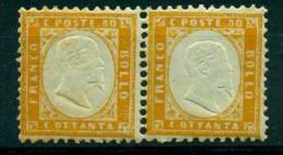 REGNO 1862 EFFIGE V.EMANUELE II COPPIA 80 C. MNH**  RARO - Nuovi