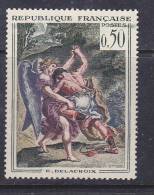 FRANCE N° 1376 0.50 POLYCHROME LUTTE DE JACOB DE DELACROIX POSTES BARREES NEUF SANS CHARNIERE - Neufs