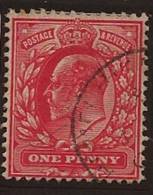 GB 1902 1d Bright Scarlet KE VII SG 220 VFU RV2016 - Sin Clasificación