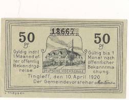 DANEMARK / DENMARK -  TINGLEFF / 50 PFENNIG 1920 - Dänemark
