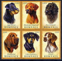 ROMANIA 2005 Hunting Dogs In Block Of 6 MNH / **.  Michel 5982-87 - Neufs